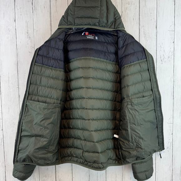 Scandinavian Explorer Olive Black Down Jacket Ultra Light Hooded Unisex Small - Picture 13 of 16